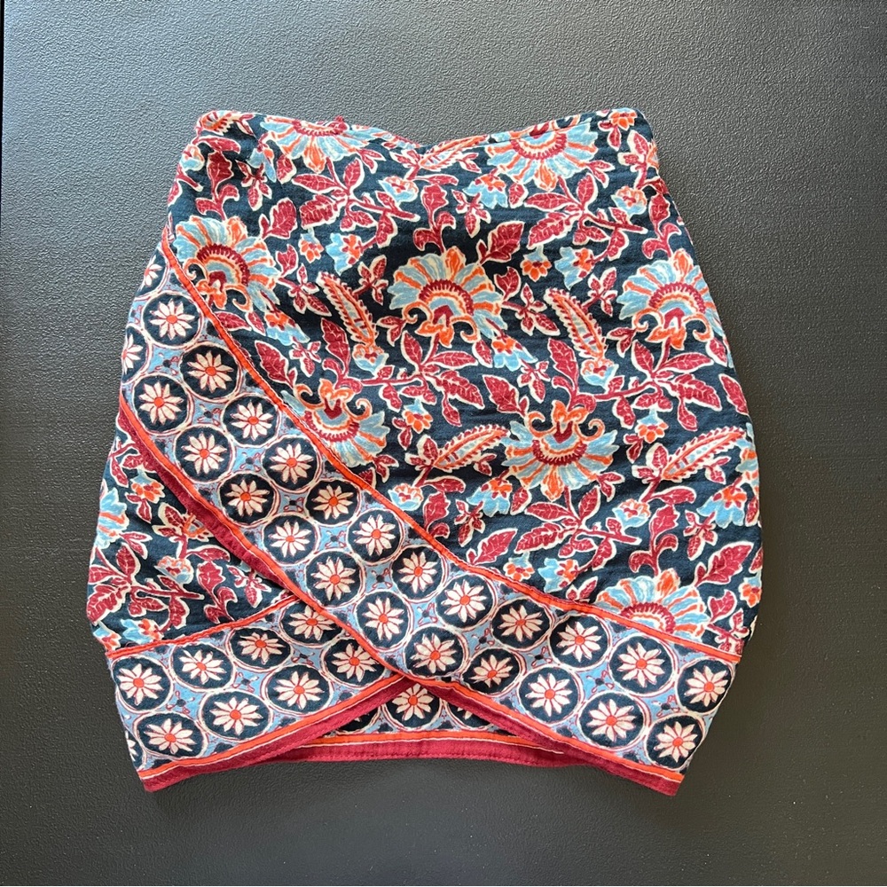ZARA Floral Paisley Print Wrap Mini Skirt Multicolor Women’s Size Small - Picture 3 of 9